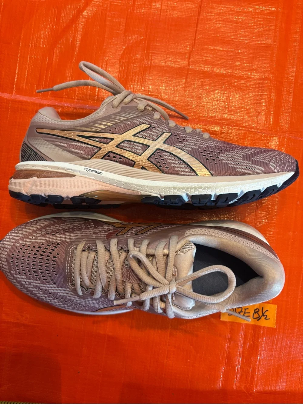 Asics Women's Light Gray and Mauve Knit Lace-Up Sneakers